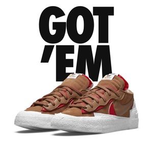 Nike X Sacai Blazer Low British Tan US9